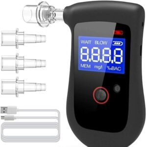SIMMANS S60Portable Alcohol Tester Breath Analyzer- Digital LCD Display, High Accuracy, Fast Results, Easy-to-Use, with 6 Mouthpieces - Ideal for Personal & Professional Use